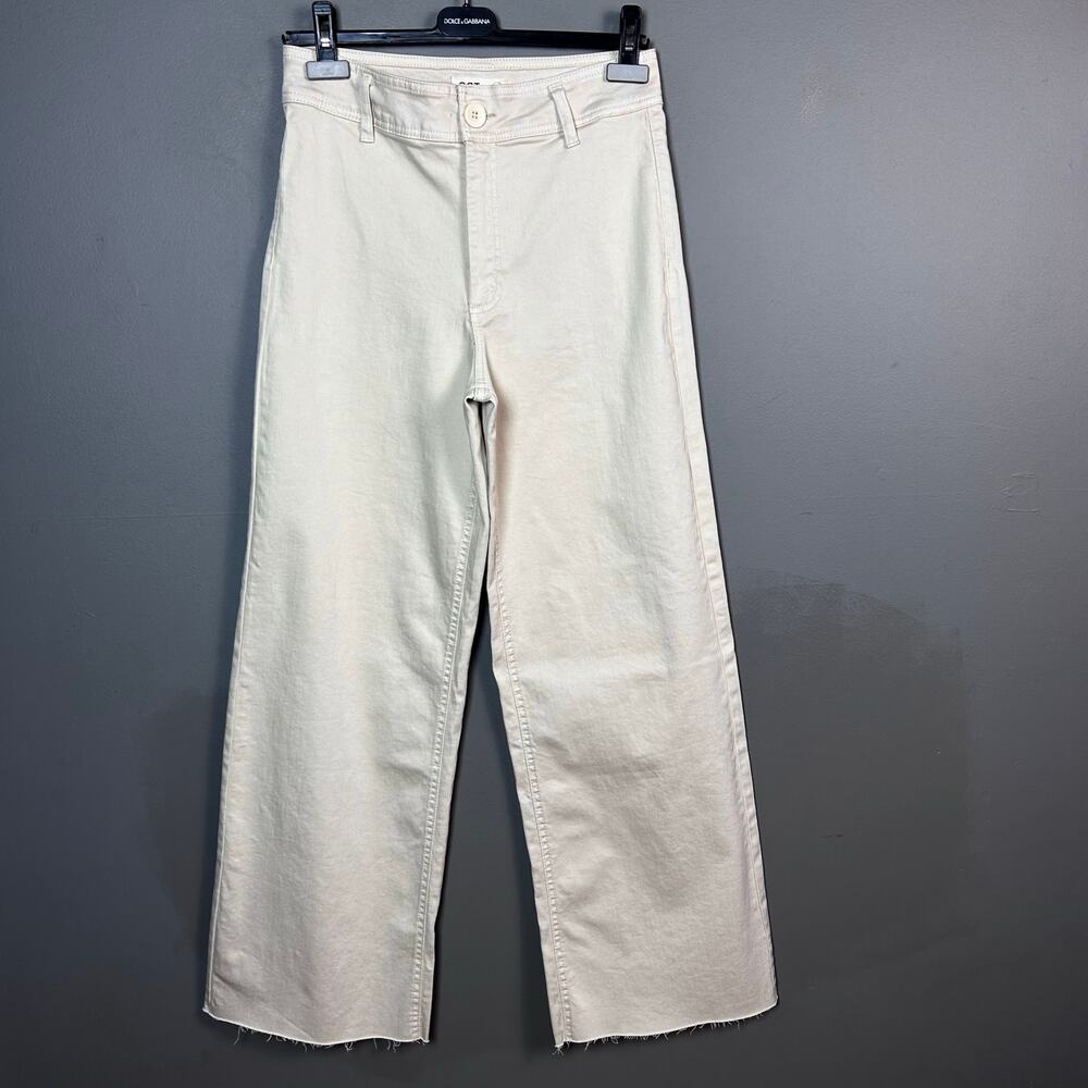 OAT New York pants jeans size 28 high rise wide leg khaki tan Mom